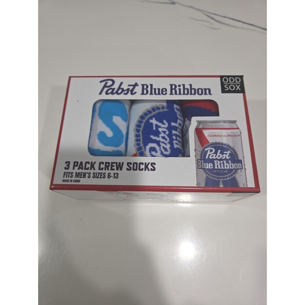 PABST BLUE RIBBON Box 3pk Socks Cult Legendary Beer Brand Unisex - Mens 6-13 B16